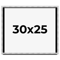 30x25 Frame Brushed Silver Solid Wood Picture Frame | 0.75 Inch Moulding Width | Rabbet Depth 0.75