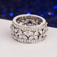 thumbnail image 3 of Womens Zircon Ring Brass White Steel European American Style Ladies Fashion Statement Ring Elegant Sparkle Shimmering, 3 of 6