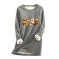 thumbnail image 2 of Chandail en Molleton d'Halloween pour Femmes Col Rond Poche Épaissi Peluche Chaud Manches Longues Hauts Chandails en Molleton d'Halloween pour Femmes en Liquidation, 2 of 4