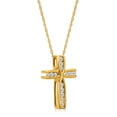 thumbnail image 2 of 10K Yellow Gold Diamond Cross Pendant Necklace for Female (1/4 Cttw, I-J Color, I2-I3 Clarity), 18", 2 of 3