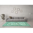 thumbnail image 3 of Ahgly Company Machine Washable Indoor Round Animal Turquoise Blue Traditional Area Rugs, 4' Round, 3 of 4