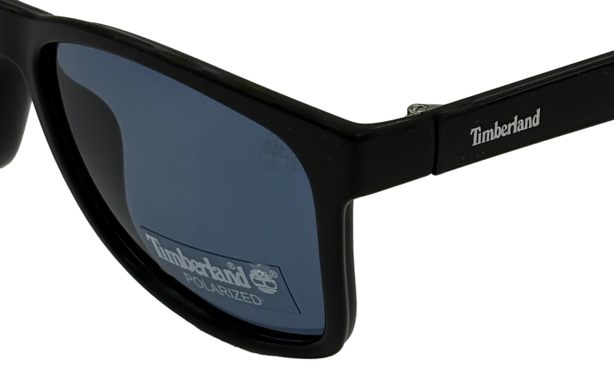 Timberland Polarized Lens Men's Square Sunglasses, Shiny Black
