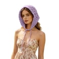 thumbnail image 4 of Miorin Under $5 Women Vintage Hollow Crochet Headbands Hairbands Tie Knitted Head Scarf Breathable Floral Knit Bonnet Lightweight Lace Head Cover for Beach Daily Vacation Multiple Colors, 4 of 5