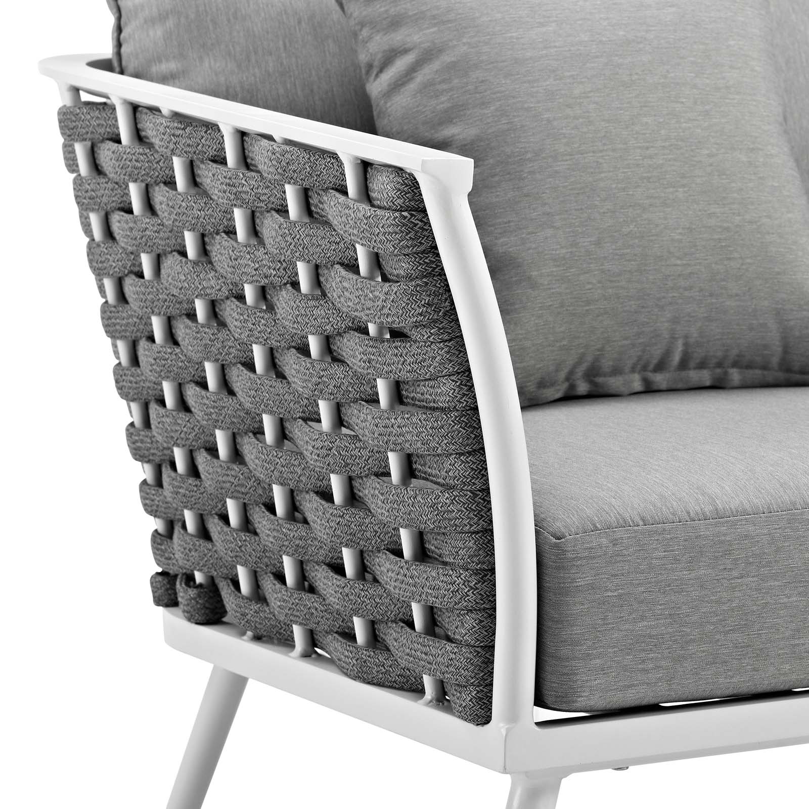 Modern Contemporary Urban Design Outdoor Patio Balcony Garden Furniture Lounge Chair Armchair, Aluminum Metal Steel, White - image 2 of 4