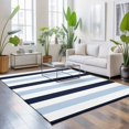 thumbnail image 3 of Area Rugs 3'x5', Navy Blue Aqua Striped Carpet Runner Indoor Outdoor Rugs Home Decor Aesthetic, Farmhouse Stripe Art Non Slip Mats Washable Accent Rug for Living Room Bedroom, 3 of 8