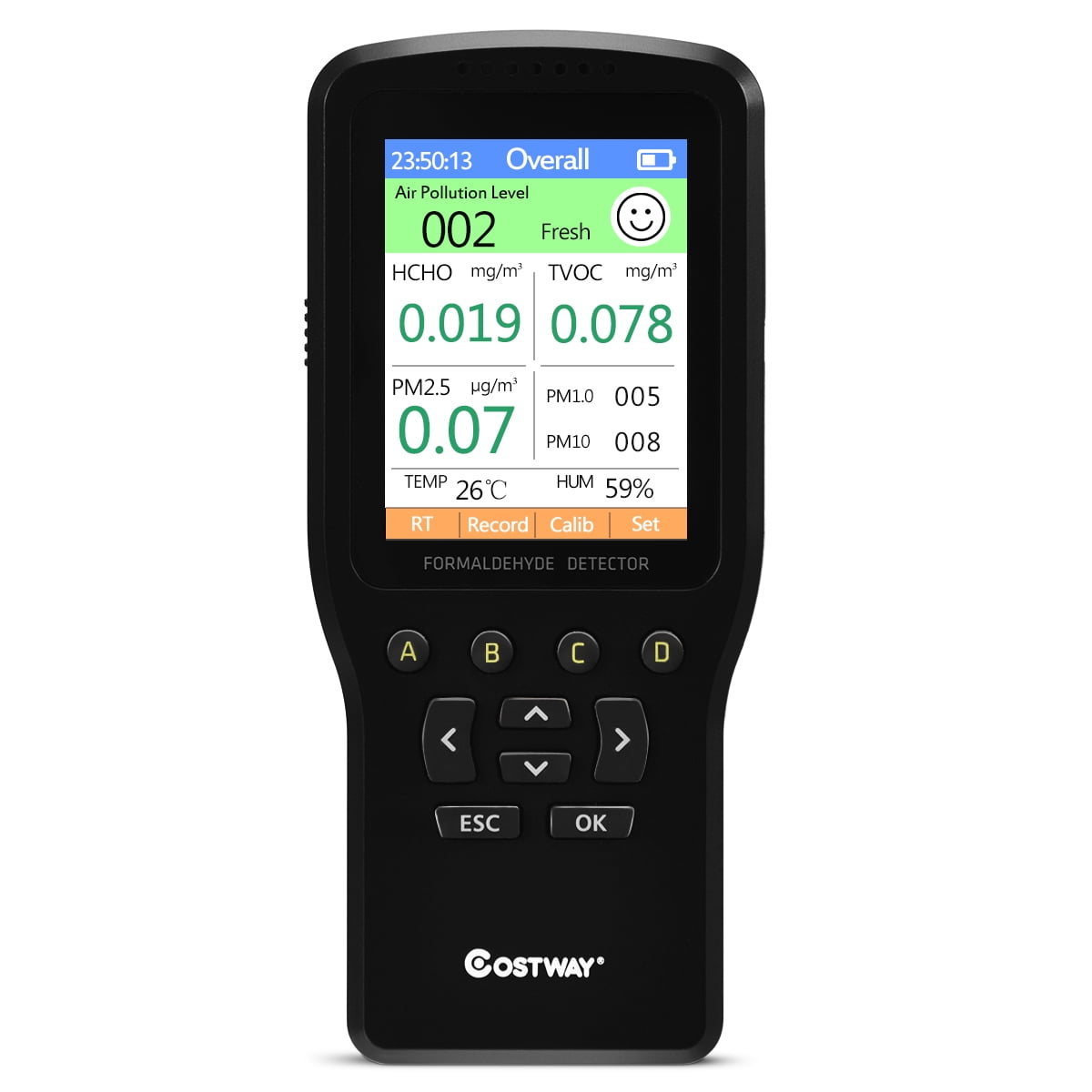 Costway Air Quality Monitor Detector Accurate Testing Formaldehyde HCHO