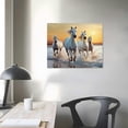 thumbnail image 3 of JEUXUS Beach Horse Canvas Wall Art: White Elegant Equines Photo Prints Graceful Seaside Animals Office Painting Ocean Steeds Running Picture Coastal Wildlife Galloping Artwork for Bedroom Bathroom, 3 of 4