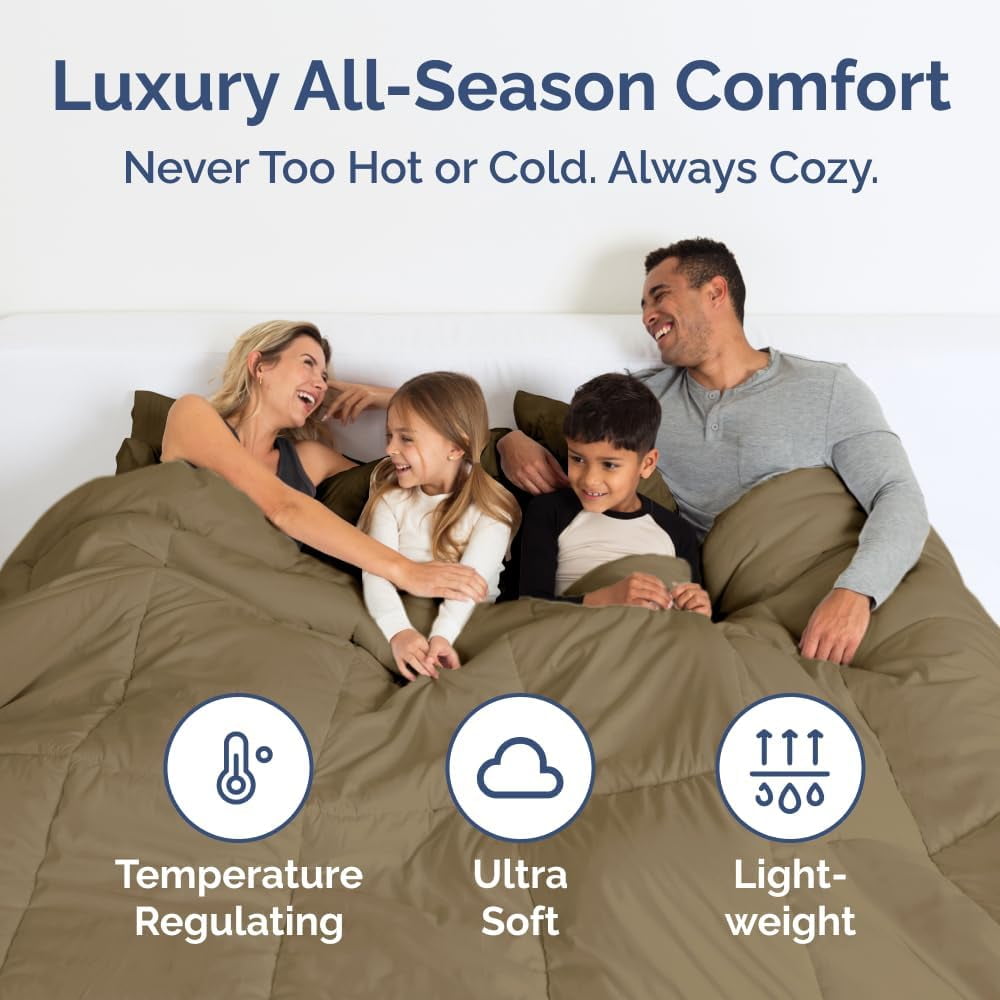 CGK Linens Premium Down Alternative Comforter - Full Size All-Season Fluffy & Cozy Duvet Insert, Beige