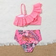 thumbnail image 3 of HAYIMI Child Summer Girls Swimsuit Solid Color Bikini Floral Swimsuit Bathing Suit Girls Swimwear Adorable Kids Beach Swim Wear, 3 of 4