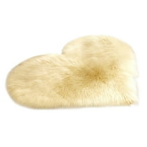JeashCHAT Heart Shape Fluffy Area Rug , Ultra Soft Faux Sheepskin Small Rug, Long Plush Shaggy Carpet for Bedroom Living Room Floor Sofa (15.7 x 19.6inch, Light Yellow)