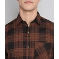 thumbnail image 2 of TryBuy Premium Exclusive Brown Black Cotton Casual Checks Shirt for Men, 2 of 7