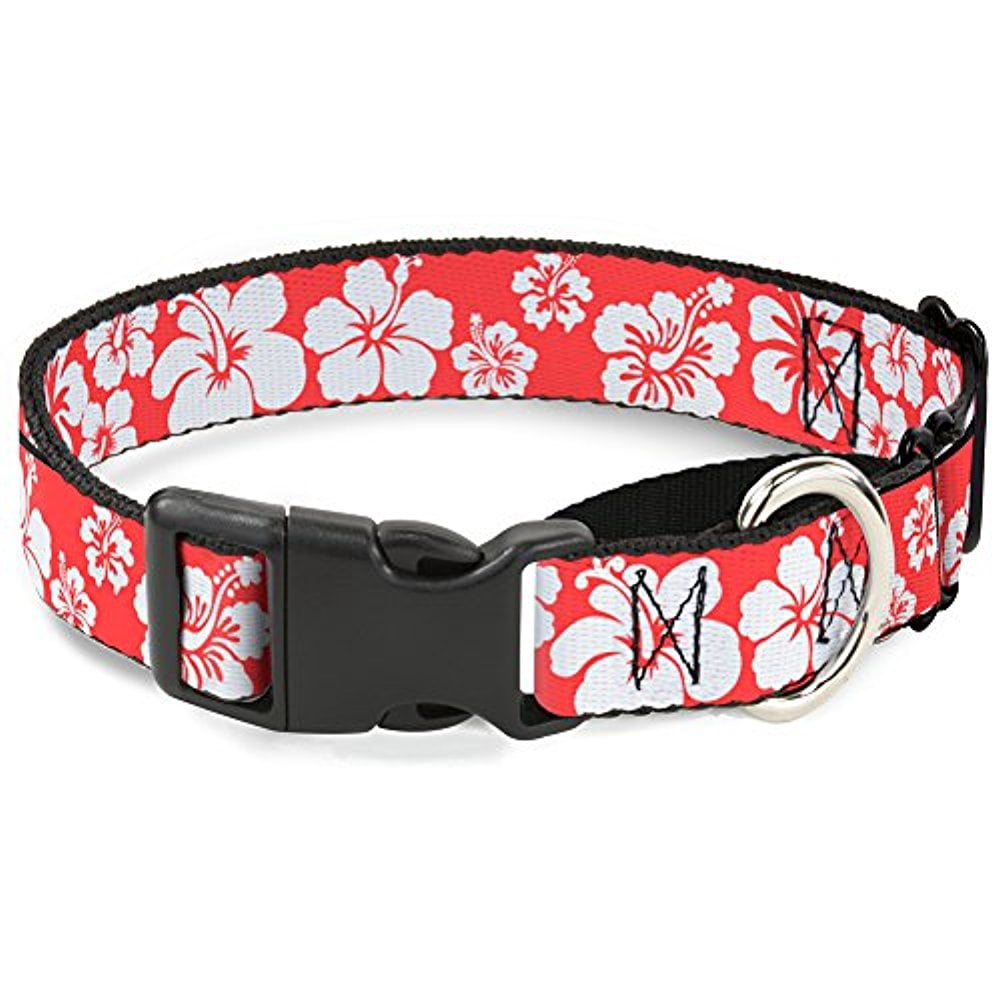 buckle-down mgc-w30892-l hibiscus light red white martingale dog collar