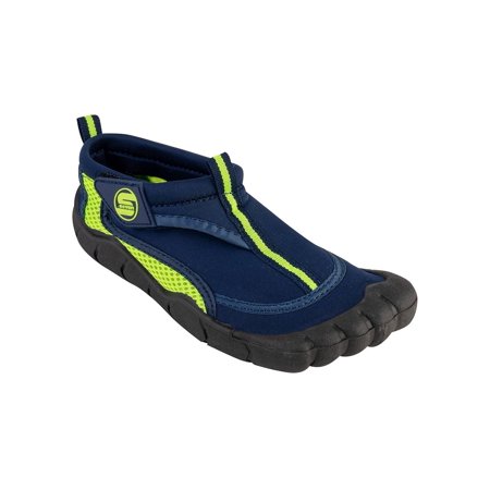 

Kids Aqua Sock Wave Water Shoes- Waterproof Slip-Ons for Pool Beach and Sports Navy/green Size: 1 S7