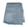 thumbnail image 2 of Kvture Wrap Denim Skirt for Women High Waisted Skorts Stretchy Jean Shorts Light Blue XL, 2 of 4