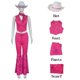 thumbnail image 1 of Margot-Disfraz de Cosplay para mujer adulta, chaleco Rosa estrellado sin mangas, pantalones, traje de bufanda, trajes de fiesta de Halloween, Carnaval, 1 of 4