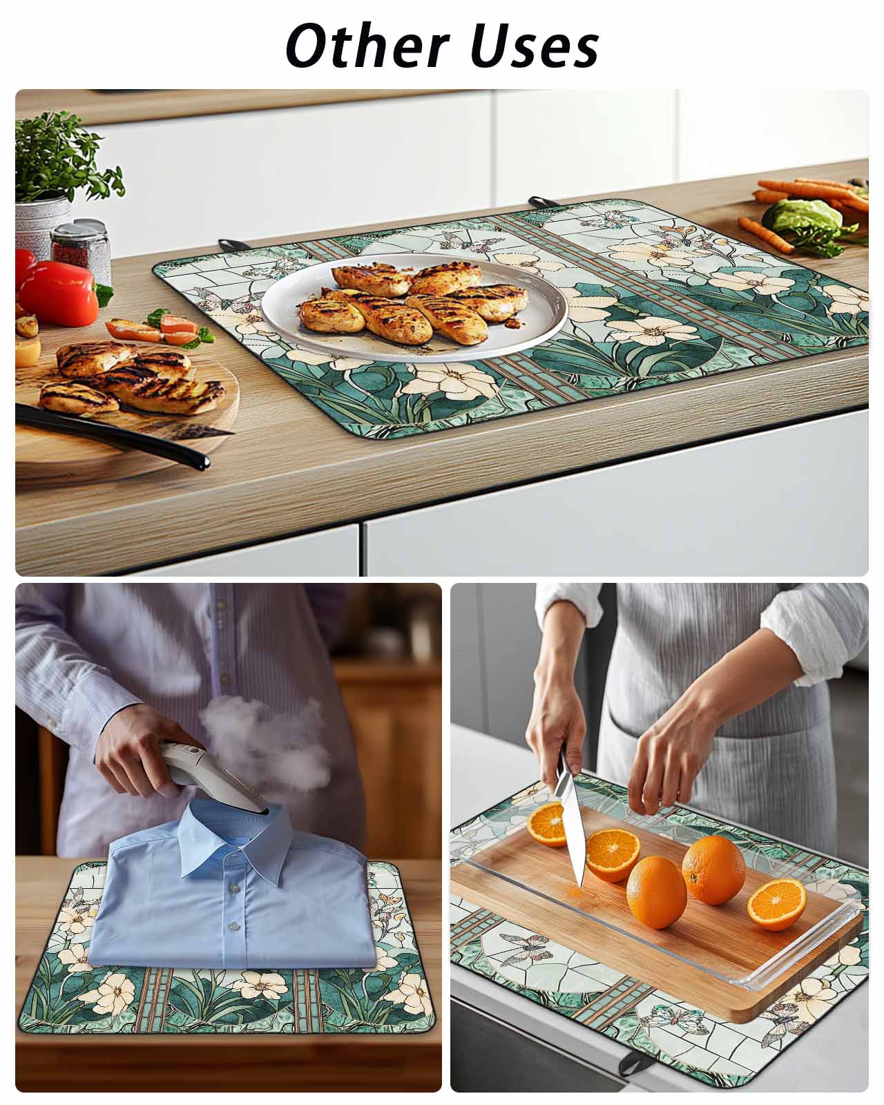 Stove Top Covers for Electric Stove, Spring Glass Stovetop Cover Protector, Butterfly Summer Botanical Flower Induction Cooktop Protector Oven Mat for Kitchen Countertop 24"x21"