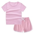 thumbnail image 4 of XZNPDUCQ Toddler Girl Clothes, 2Pcs Baby Girl Summer Outfits Sleeveless Bow Knot Tank Shirts Tops + Shorts Clothing Sets 1-5T T-Shirt Set 9-10 Years Pink, 4 of 9