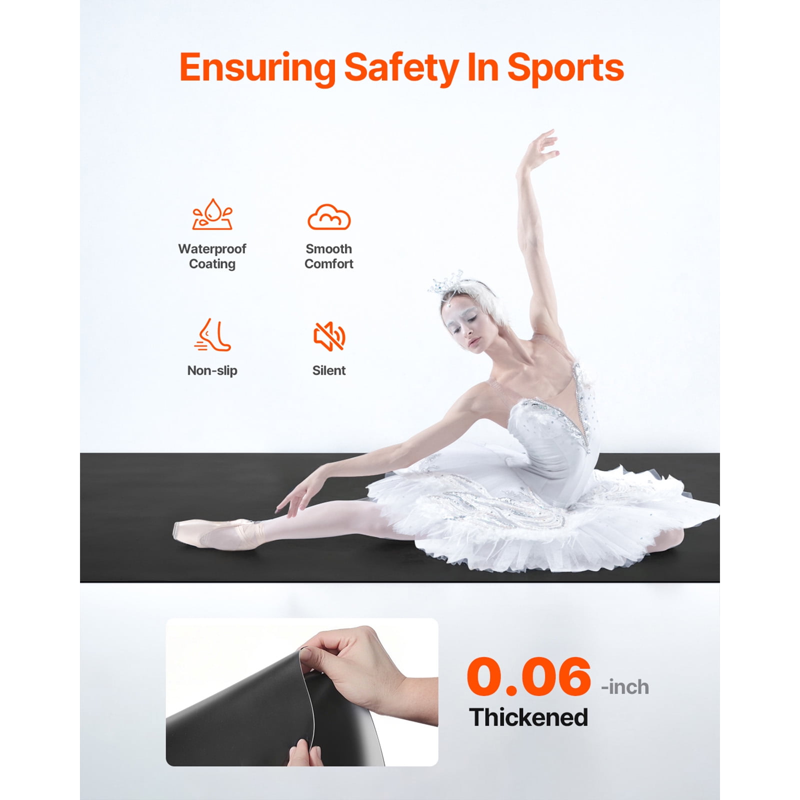 KFFKFF Portable Dance Floor, 6.6' x 3' Yoga Mat with Carry Bag, 1.5 mm Thick Exercise Mat, Non-slip Surface for Home, Studio, or Stage Practice
