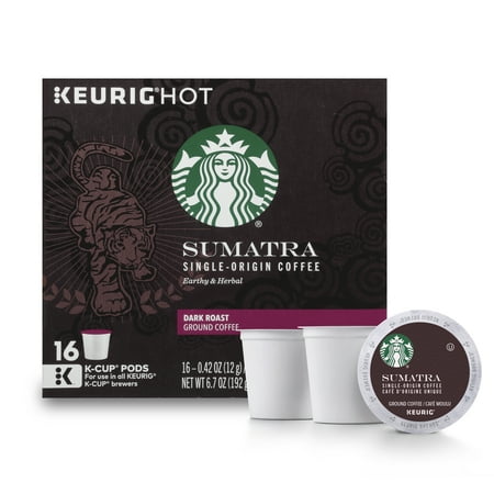 Starbucks Sumatra Dark Roast Single Cup Coffee for Keurig Brewers, 1 Box of 16 (16 Total K-Cup Pods)
