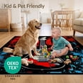 thumbnail image 4 of ODIKA 3'x5' Ultra-Soft Throw Mat, Guitar Music Notes Rock Bold Grunge Hip Vintage Distressed Border None Washable, Bare feet friendly, Easy Care Indoor rug for Bedside, Vanity, 4 of 7