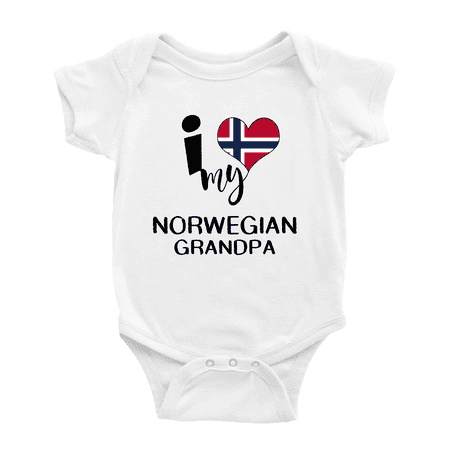 

I Heart My Norwegian Grandpa Norway Love Flag Infant Romper Baby Bodysuit (White 0-3 Months)
