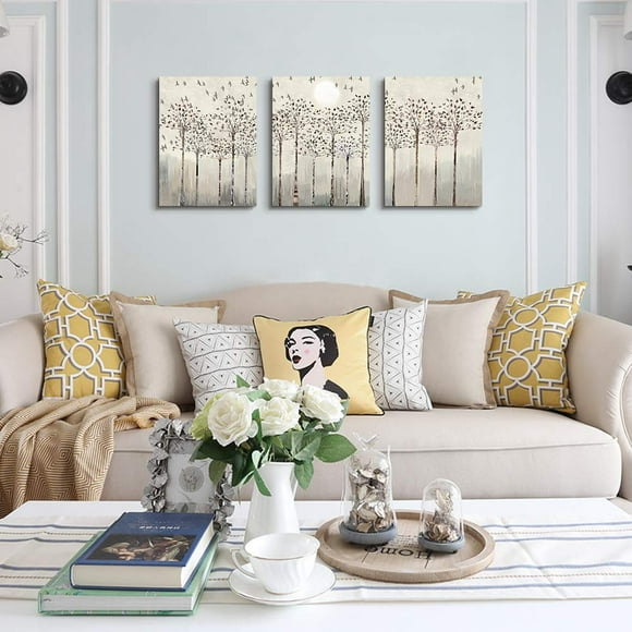 trees and birds Abstract Paintings Canvas Prints Wall Art for Bedroom Bathroom Wall Decor office Artworks Pictures Wall Decorations for Living Room 3 Piece Sunrise and sunset Modern Home Decoration