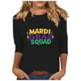 thumbnail image 2 of Xuyuer Carnival Celebration Printed Tee - Ladies' Casual Round Neck 3/4 Sleeve Loose T-Shirt for Festival Parades, Costume Parties, Colorful Street Style Wear & Masquerade Themed Outfits, 2 of 5