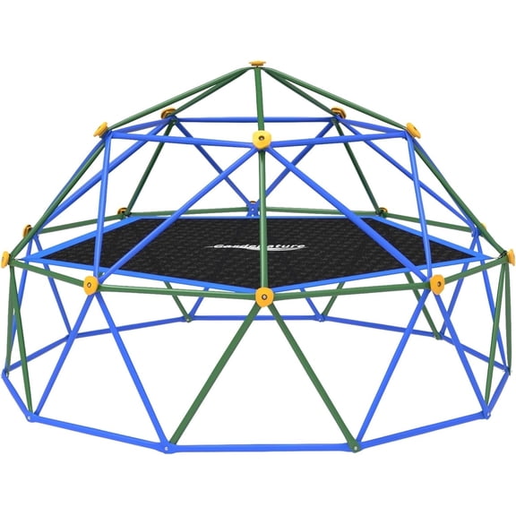 Gardenature 10FT Outdoor Jungle Gym for Kids, Climbing Dome with Tent, Geometric Dome Climber Supporting 880 LBS Anti-Rust Metal Outdoor Play White & Green