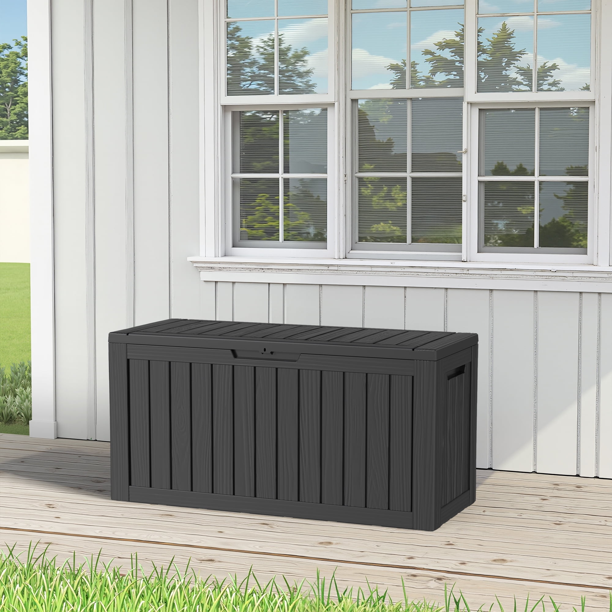 MAYEERTY 80 Gallon Outdoor Deck Box, Large Capacity Storage Box for Patio Furniture Cushions, Pillow Outdoor Indoor, Black