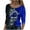 Blue, variant on Fashion Tie Dye Top for Women Floral Print Top Round Neck Long Sleeve Top Thin Loose Blouse Tops Casual Pullover Tops