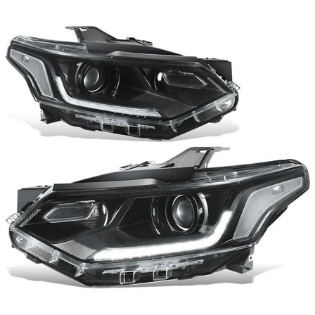 DNA Motoring Projector Headlights for 18-21 Chevrolet Traverse, Black / Clear
