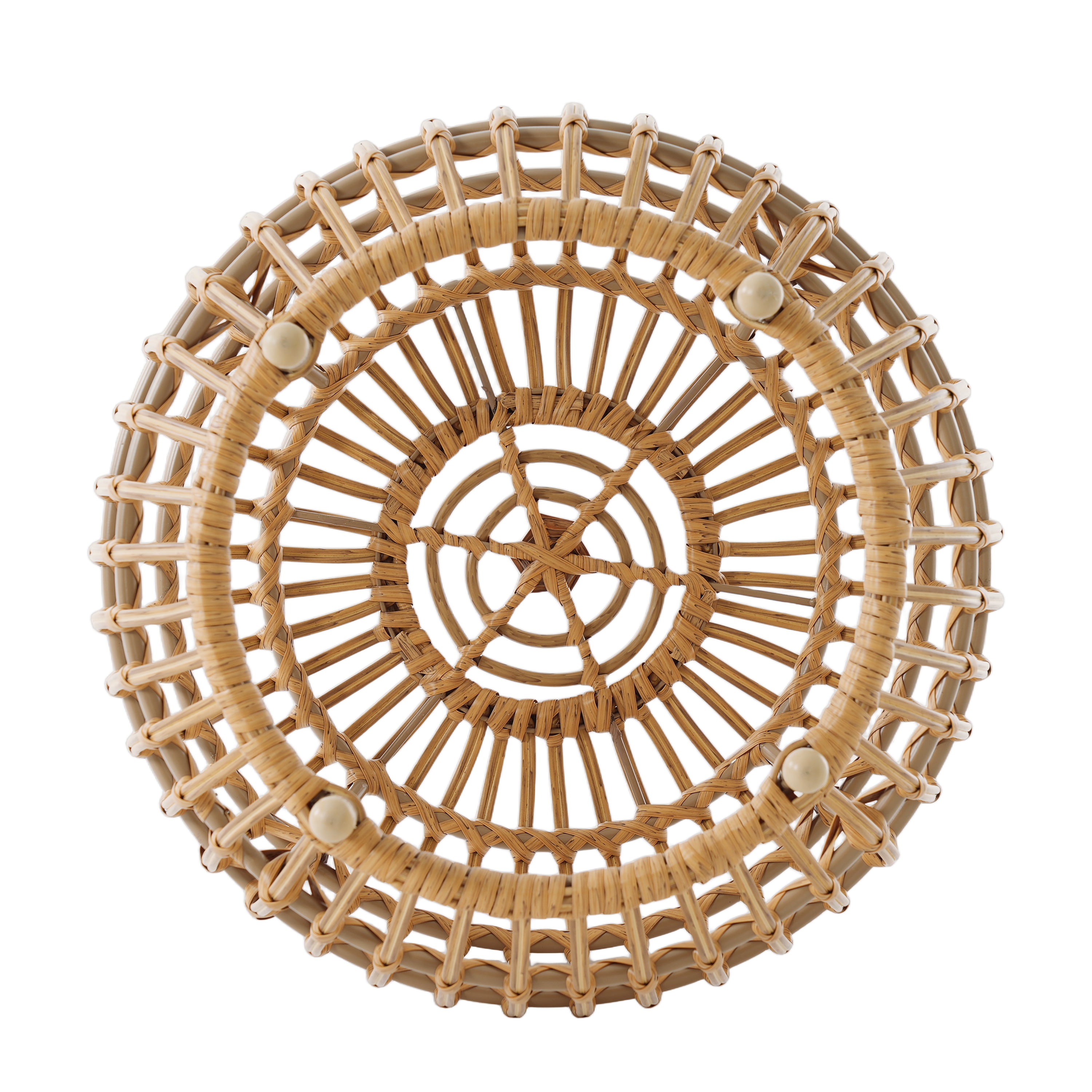 Euroco OTTAWA Side Table-Bohemian Faux Rattan Weave Accent Table for Indoor Outdoor Use, Handcrafted Round Side Table for Living Room, Patio, Garden,Light Brown Color