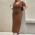 thumbnail image 6 of Plus Size Dresses for Women 2026 Fashion Loose Round Neck Sleeveless Pocket Solid Color Irregular Dress, 6 of 7