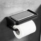thumbnail image 2 of Wall Mounted Toilet Paper Holder Aluminum Roll Holder Toilet Paper Holder with Storage Shelf Black, 2 of 5
