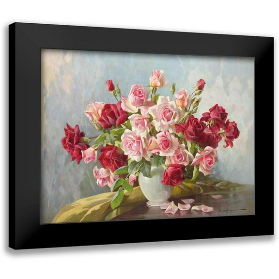 Krueger, E. 14x11 Black Modern Framed Museum Art Print Titled - ANTIQUE ROSES