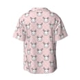 thumbnail image 2 of Vsdgher Cute Rabbit Print Men's Wrinkle Free Untucked Cuban Shirt Business Casual Button Down Shirts Short Sleeve Shirt, 2 of 7