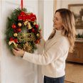thumbnail image 4 of Qwtwty Artificial Christmas Wreath with Red Bow and Golden Bells, Farmhouse Winter Wreaths Hanging Ornament for Indoor Outdoor Wall Window Home Holiday Christmas Decor, 4 of 8