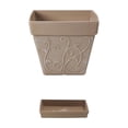 thumbnail image 2 of Fmbmuo 8-Inch Faux Ceramic Potteder with Tray, Vintage Embossed Plastic Flower Pot, Thickened Durable Potted Container for Indoor and Outdoor Succulents, Herbs, and Home Decor, 2 of 6