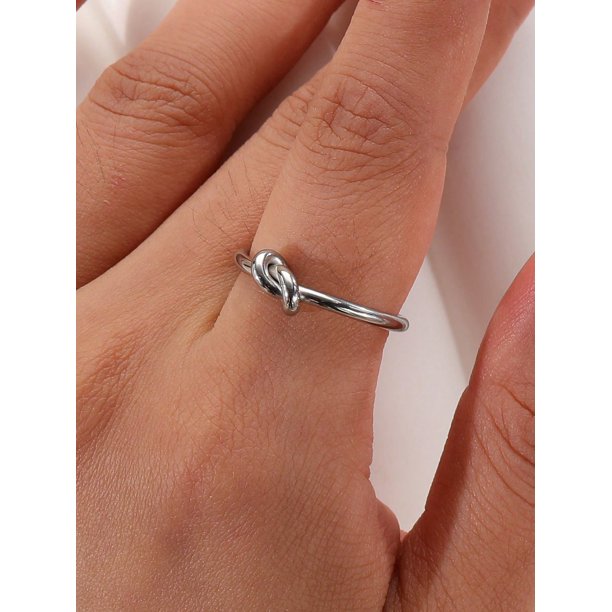 1pc Simple & Personalized Stainless Steel Knotted Open Ring