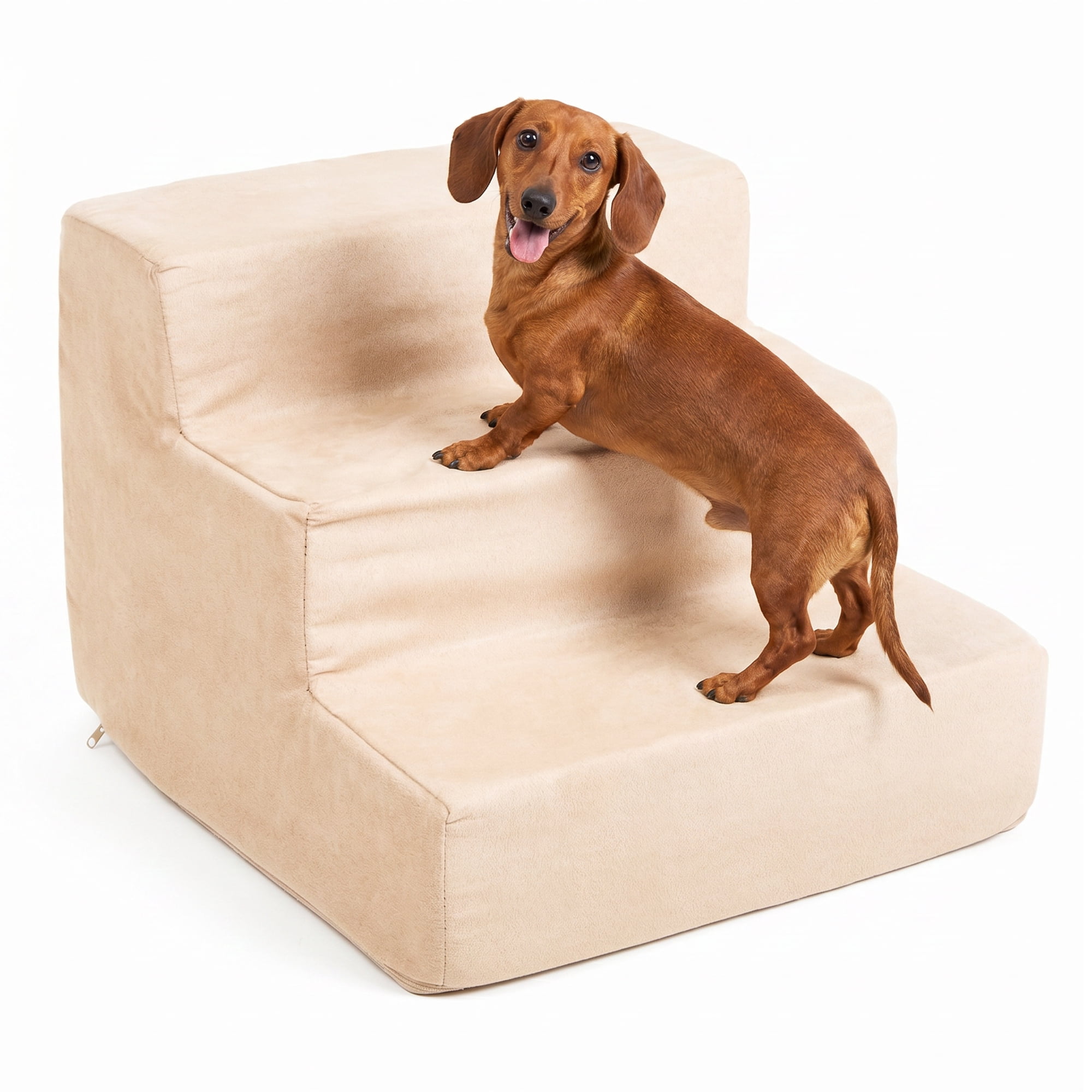 PETMAKER 3-Step Pet Stairs with Removable Zippered Microfiber Cover (Tan)