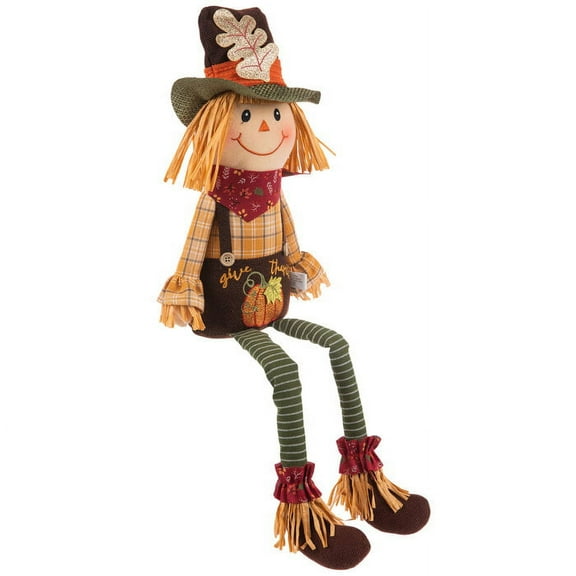 Give Thanks Scarecrow Shelf Sitter Thanksgiving Fall Autumn Decoration