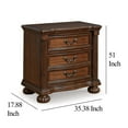 thumbnail image 5 of Laon Nightstand, 3 Drawer, Bronze, 29 Inch Cherry Brown Solid Hardwood, 5 of 5