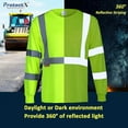 thumbnail image 3 of ProtectX 3-Pack Class 3 Long Sleeve High Visibility Safety T-Shirt with Elastic Reflective Stripes, Men's Heavy Duty Breathable Hi Vis Reflective Shirts, Green - Small, 3 of 7