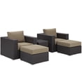 thumbnail image 3 of Modern Contemporary Urban Design Outdoor Patio Balcony Five PCS Sectional Sofa Set, Brown, Rattan, 3 of 7