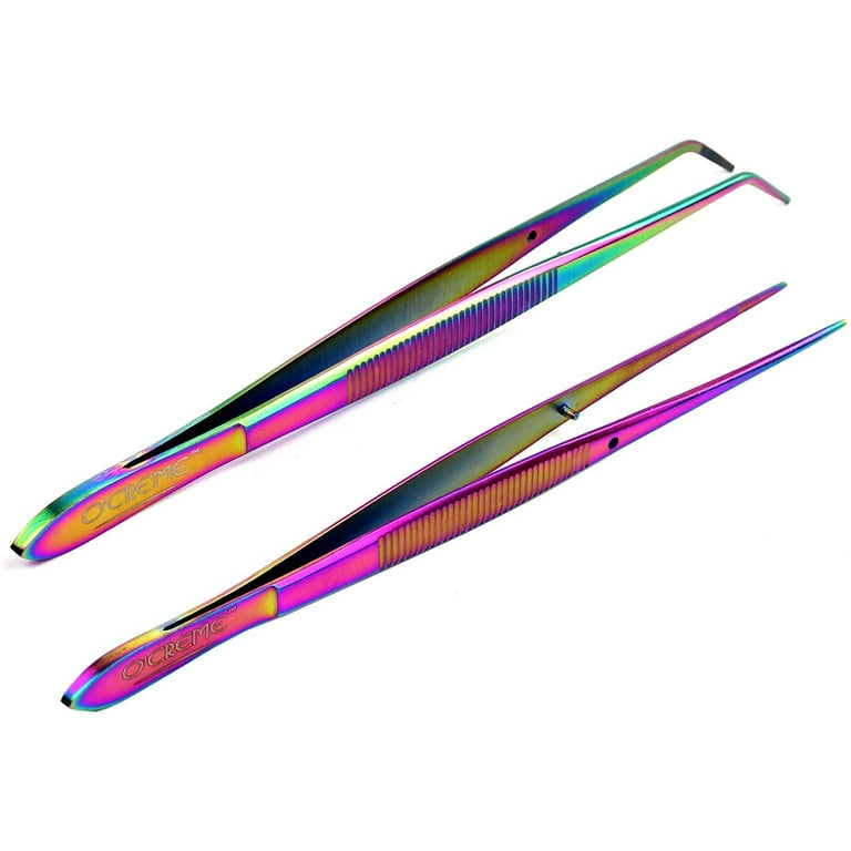 SE 4 Assorted Color Plastic Tweezers (12 Count) - 364PT12