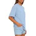 thumbnail image 3 of Lumtrix Womens 2026 Spring Summer Going Out Tops Casual Short Sleeve Crewneck Loose Fit Basic Oversized T Shirts Light Blue L, 3 of 4