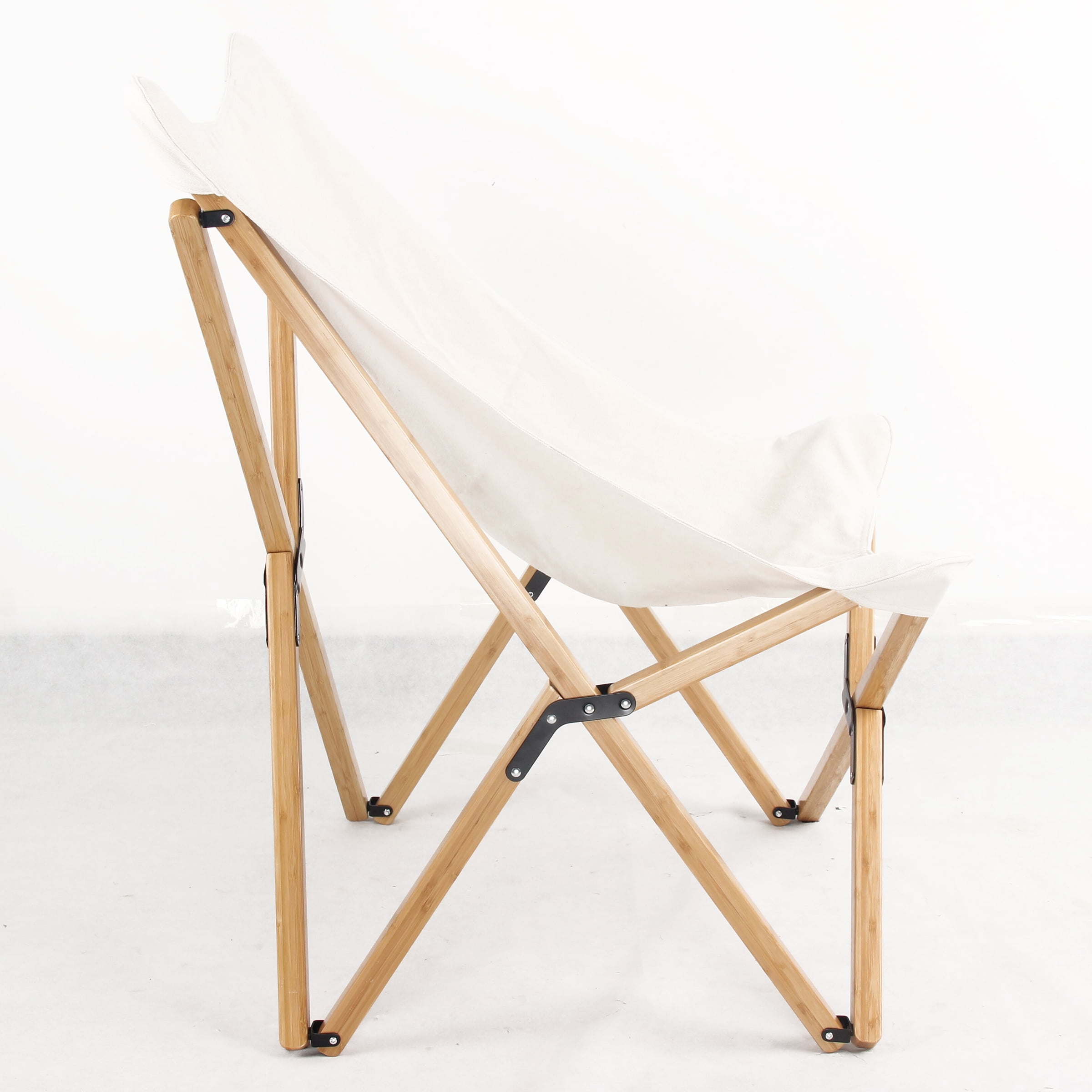 AmeriHome Canvas and Bamboo Butterfly Chair - White