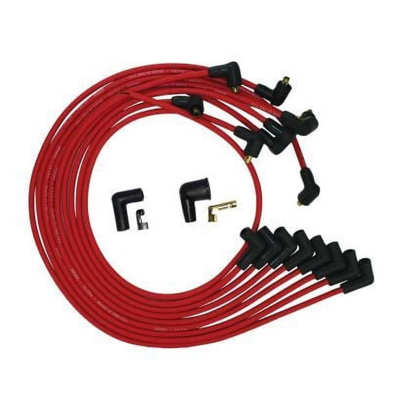 Moroso for BBC Under Header 90 Deg Plug Non-HEI Ultra Spark Plug Wire Set - Red