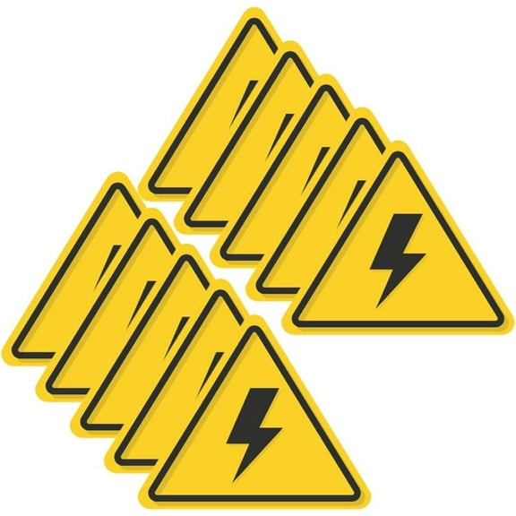 Haobase 10 Pcs Danger Symbol Electrical Hazard Warning Safety Sign Sticker - 5 cm x 4.2 cm - Self Adhesive Vinyl