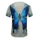 thumbnail image 5 of Camiseta de manga corta suelta con cuello en V y estampado de mariposa informal a la moda para mujer Pompotops hkajfhjk466838, 5 of 7